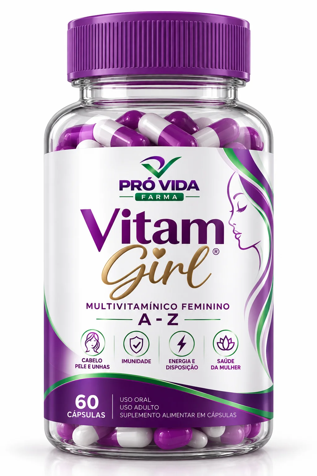 Vitam Girl® A–Z — Multivitamínico Feminino - 60 Cápsulas