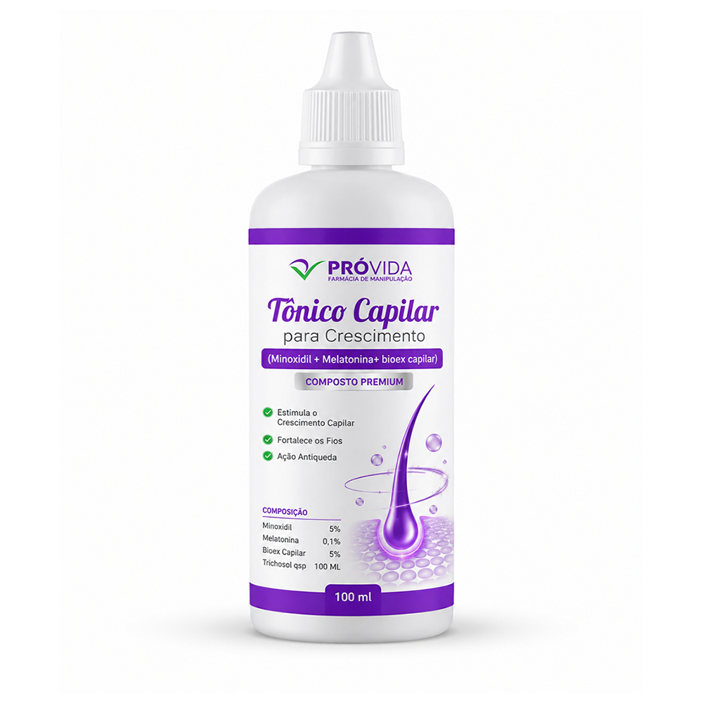 Tônico Capilar para Crescimento Composto Premium com Minoxidil 5% - 100ml
